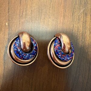 RARE Mid Century Matisse Renoir Copper Circle Clip On Earrings